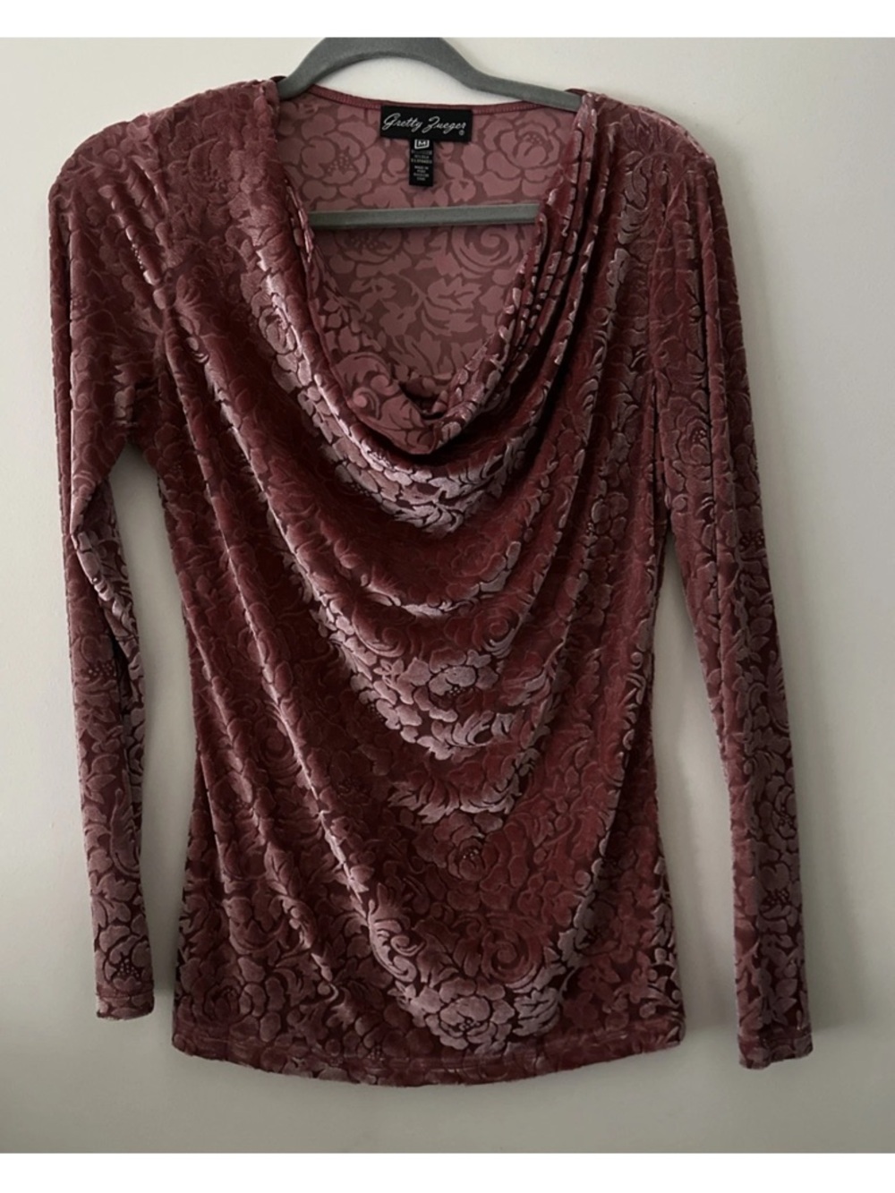 Gretty Zueger  Floral Top Womens  Sz M Velvet Blush Pink In Great Condition